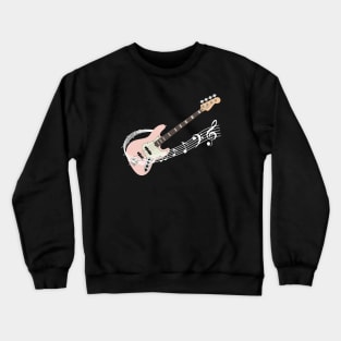 Music Staff Pink Bass Guitar Crewneck Sweatshirt